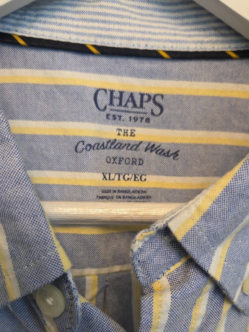 Chaps Men’s Light Blue & White Vertical Stripe Button-Down Shirt - Picture 2 of 3